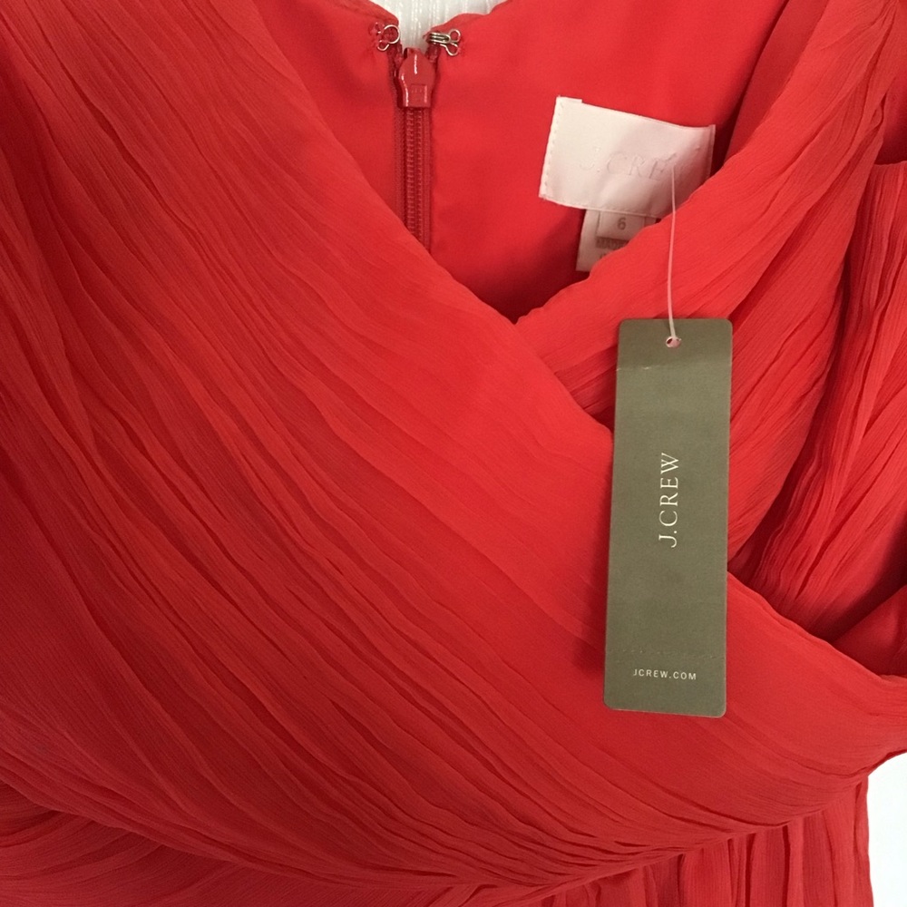 J. Crew silk chiffon orange pleated dress Sz 6 - Picture 5 of 6